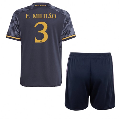Real Madrid Eder Militao #3 Gostujuci Dres za djecu 2023-24 Kratak Rukav (+ Kratke hlače)
